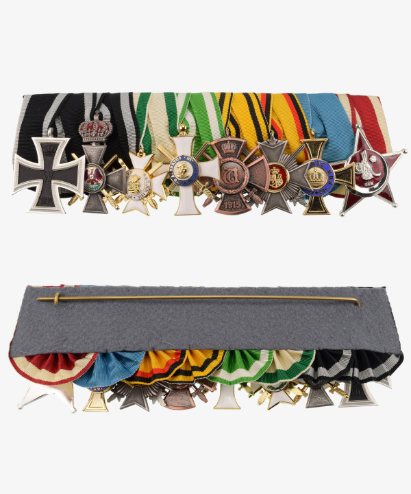 Ordensspange Roter Adler Orden 4. Klasse, Wilhelmskreuz, Reuß Verdienstkreuz, Gallipoli Stern